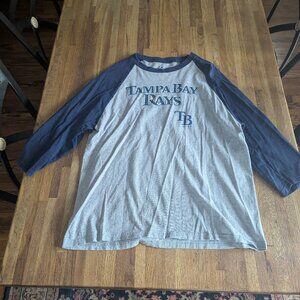Tampa Bay Rays Baseball Tee Men's XL 3/4 Length Sleeves